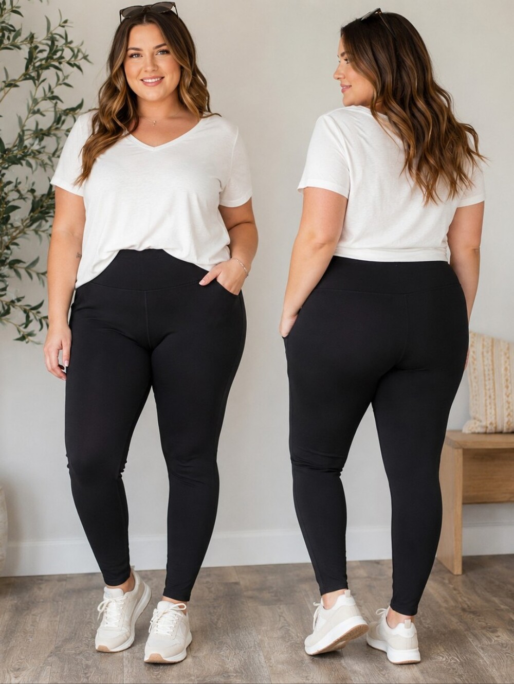 Tahari Black Pull-On Leggings Women's XXL/2XG Stretch Pants